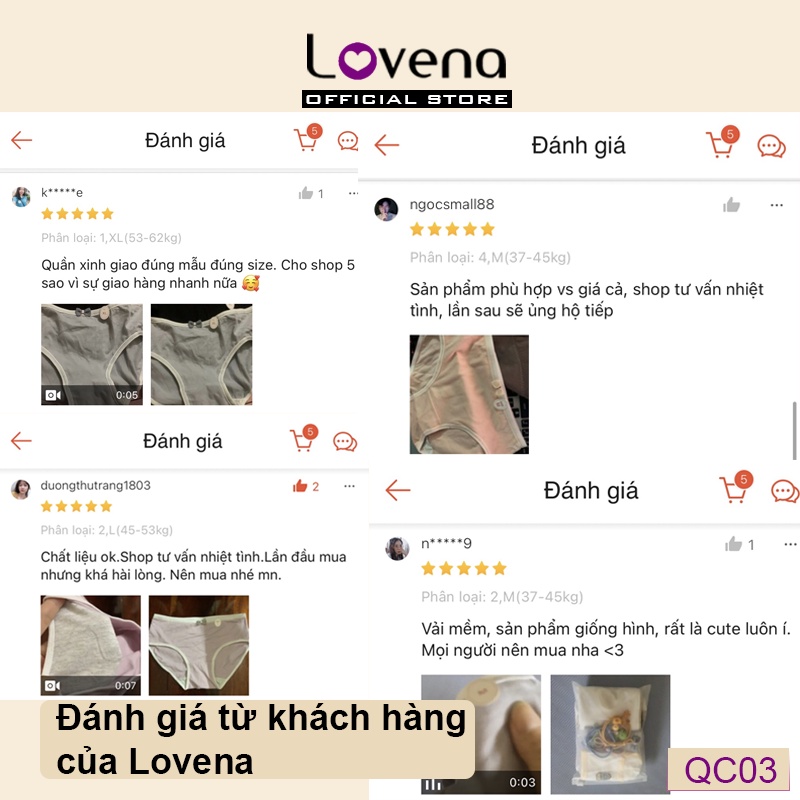 Quần Lót Nữ Cotton Kháng Khuẩn Cute Lovena QC03