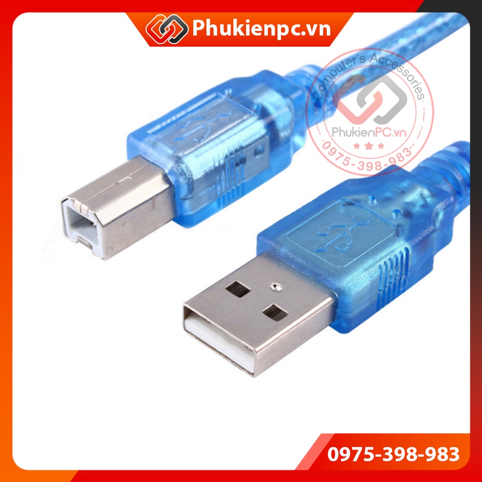 Dây cáp USB 2.0 Type-A to Type-B dài 3m. Cho máy lập trình PLC HMI Servo HDD Box, máy tính PC Laptop, máy in Scan, Photo