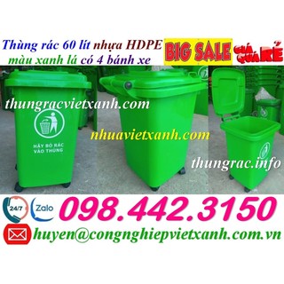 Thùng rác 60 lít có 4 bánh xe