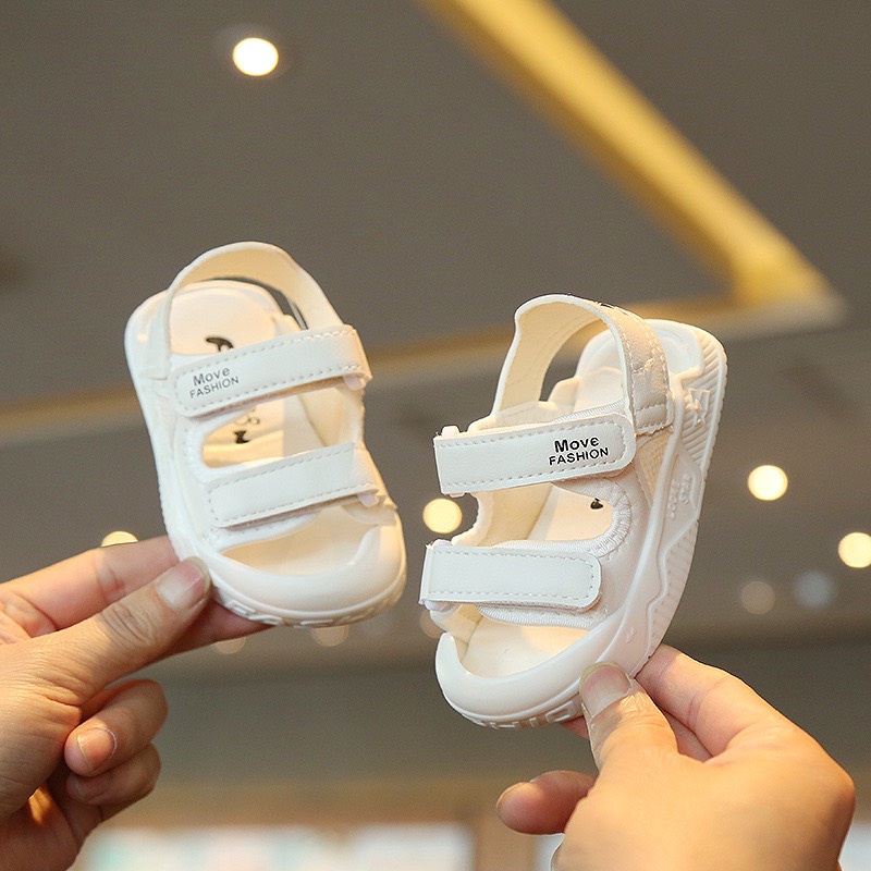 Dép sandal tập đi mũi cao chống vấp, dép thiết kế 2 quai dán chất da mềm êm chân cho bé trai bé gái