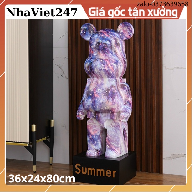 BearBrick-tượng gấu BearBrick trơn loang tím-kt 80cm-trang trí decor nhà cửa,sang chảnh-đẹp,giá rẻ-quà tặng ý nghĩa