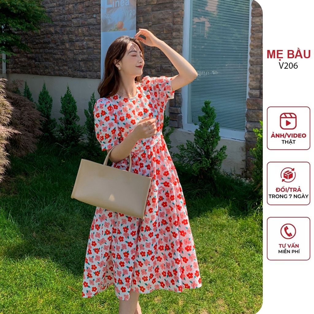 VÁY ĐẦM BẦU THỜI TRANG DẠO PHỐ ĐẸP - VÁY BẦU CÔNG SỞ MÙA HÈ PHONG CÁCH TIỂU THƯ SANG CHẢNH MẶC TRƯỚC VÀ SAU SINH