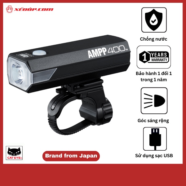 Đèn Pha Xe Đạp CATEYE AMPP 400 lumens