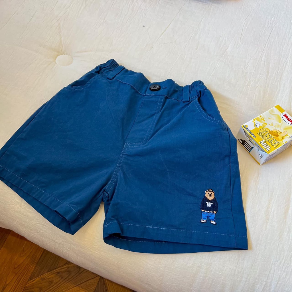 Quần short bé trai BAE KIDS, quần đùi cho bé trai 11kg đến 34kg thêu gấu