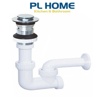 Bộ xả chậu rửa mặt lavabo bằng Nhựa LV03 Hùng Anh -  nút xả nhấn mạ crom