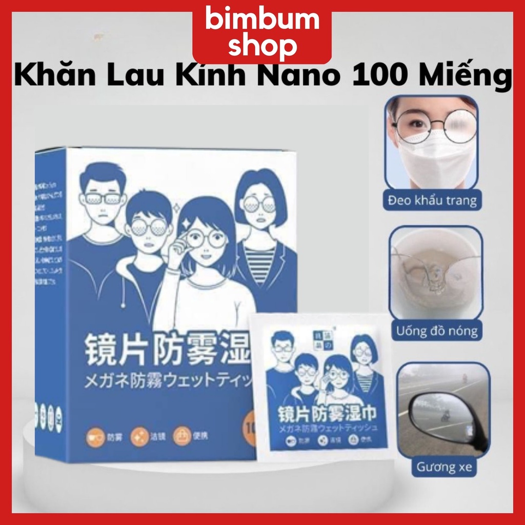 Khăn Lau Kính Nano Chống Bám Hơi Nước Lau Sạch Nhờn, Vân Tay, Bụi Bẩn Trên Mắt Kính Điện Thoại Laptop Mũ Bảo Hiểm BIMBUM