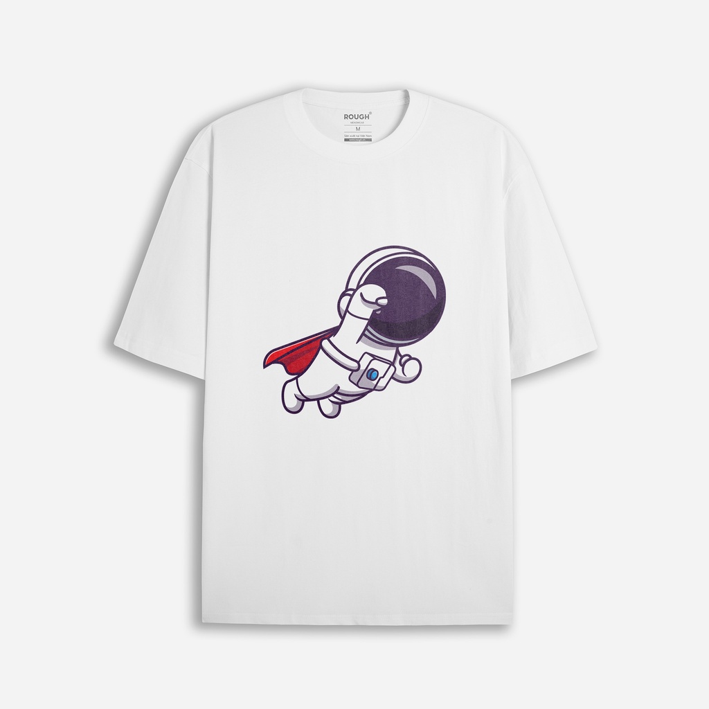 Áo thun oversize 230gsm ROUGH White Astronaut chất cotton xịn