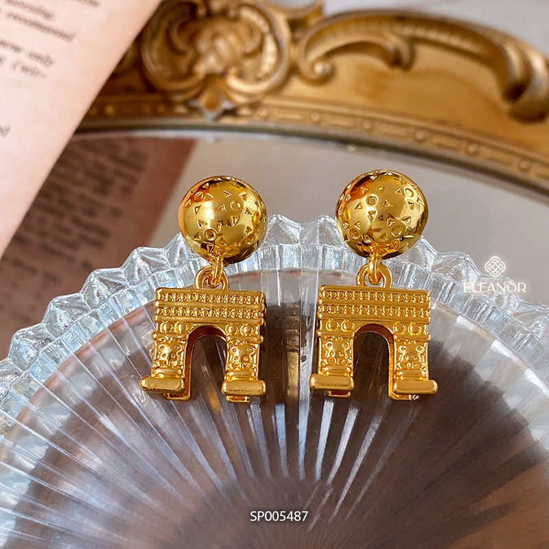 Bông tai nữ chuôi bạc 925 Eleanor Accessories họa tiết Khải Hoàn Môn phụ kiện trang sức 5487