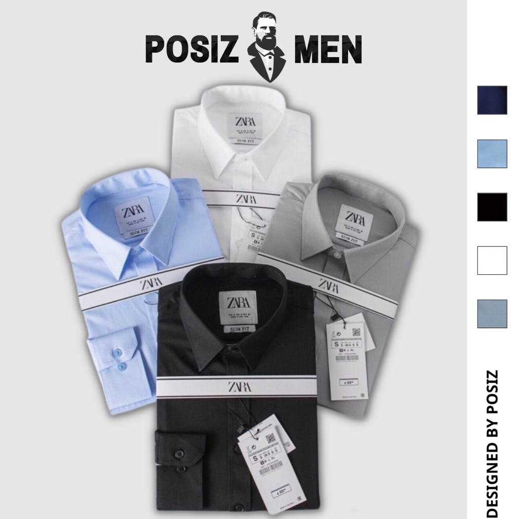 Áo sơ mi nam dài tay chất cotton lụa chéo POSIZ MEN, sơ mi chống nhăn thấm hút bảng màu basic dễ phối POSIZ4