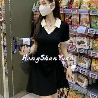 Đầm thun polo heng shan yuan dáng ôm eo rút dây thời trang cho nữ