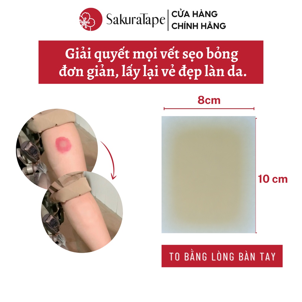 Miếng dán che sẹo SakuraTape kích thước 8x10cm che sẹo bỏng bô chống nước, tệp với da