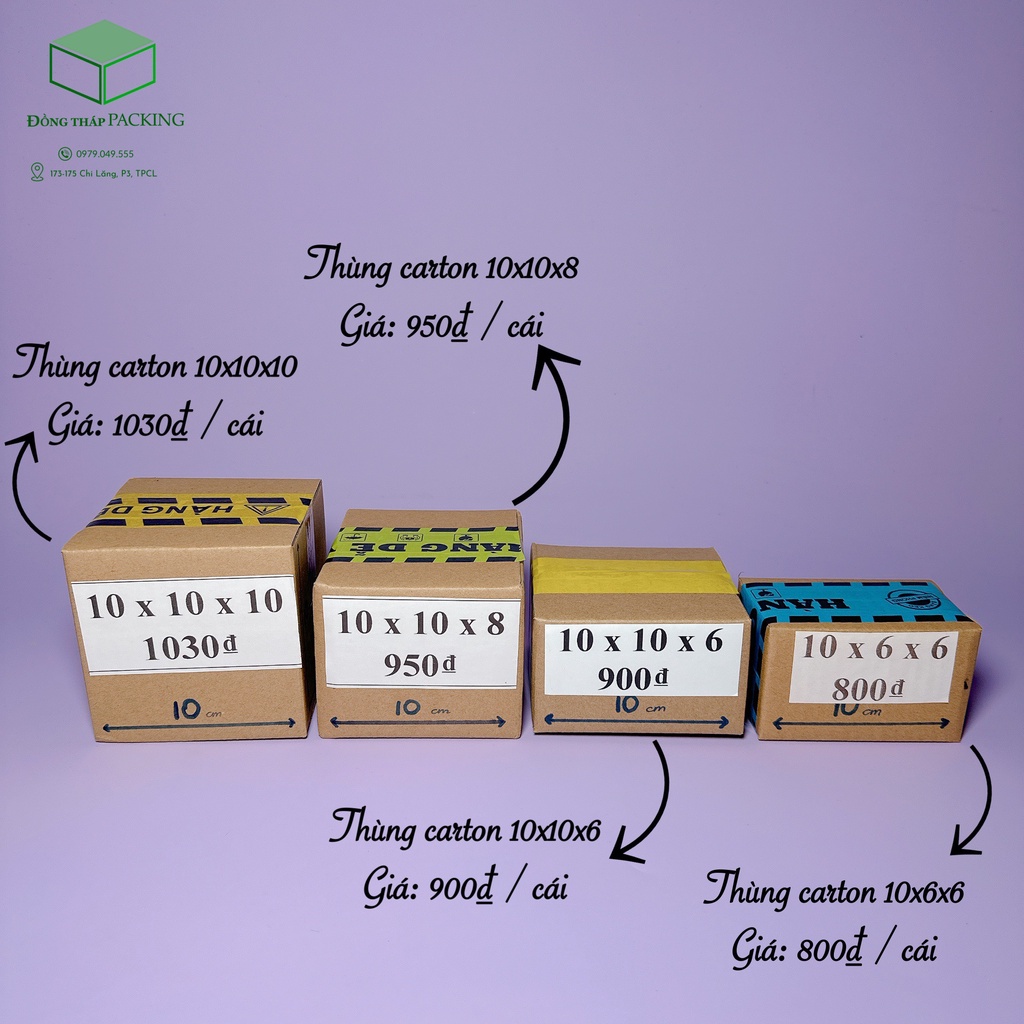 COMBO 50 HỘP CARTON 10x10x8 cm