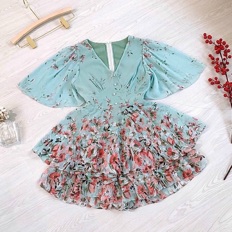 Jum Jeans Đùi Tay Ngắn Túi Hộp Dây Rút Eo