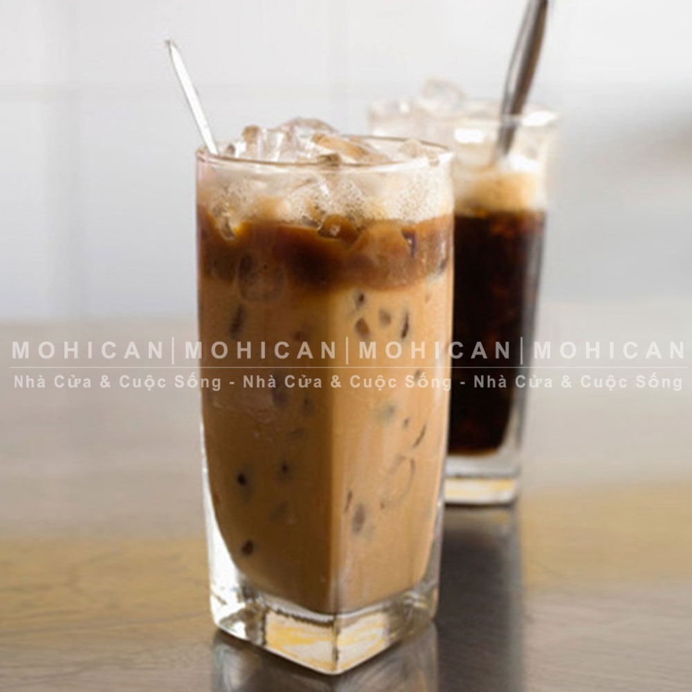 Ly thủy tinh cao đáy vuông 310ml, cốc thủy tinh pha cà phê, nước ép, ly ăn chè Union nhập khẩu Thái Lan UNIG-363