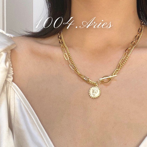 Dây chuyền đồng tiền vàng bạc retro phong cách Hàn- 1004 ARIES