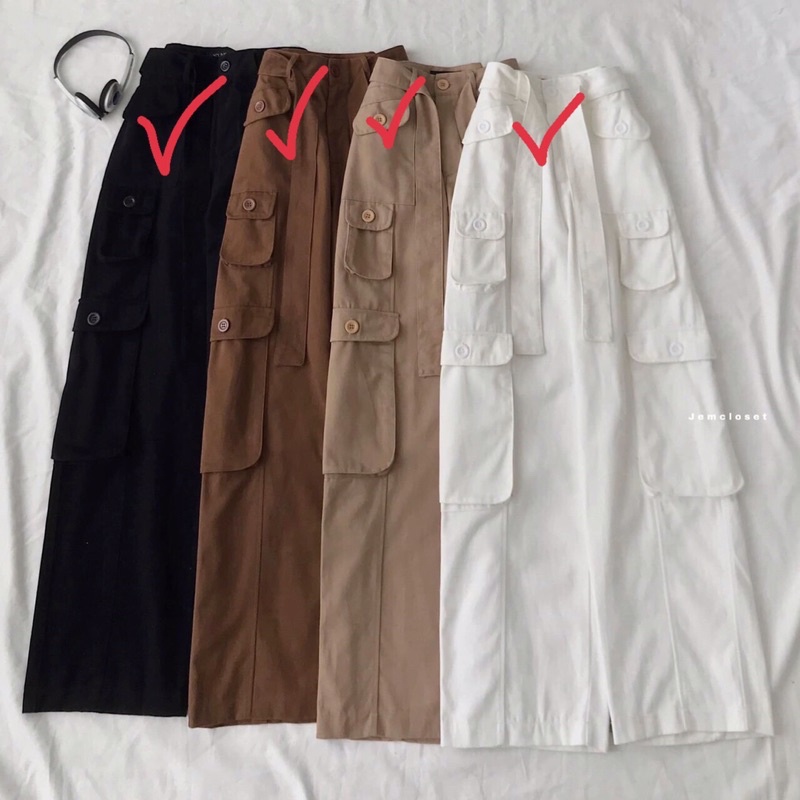 Quần unisex ống rộng suông dài nhiều túi hộp