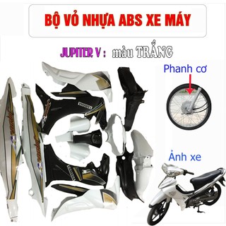 [TẶNG TEM]Bộ dàn áo nhựa xe JUPITER V - Màu TRẮNG PHANH CƠ -nhựa nguyên sinh ABS cao cấp siêu bền đẹp - A2099