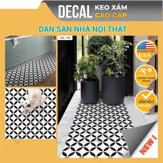 Decal KEO XÁM Dán Sàn Chuyên Dụng, Kích thước 120x60cm, Họa Tiết Gạch Bông Cổ Điển, Chống Thấm Nước DDS-098