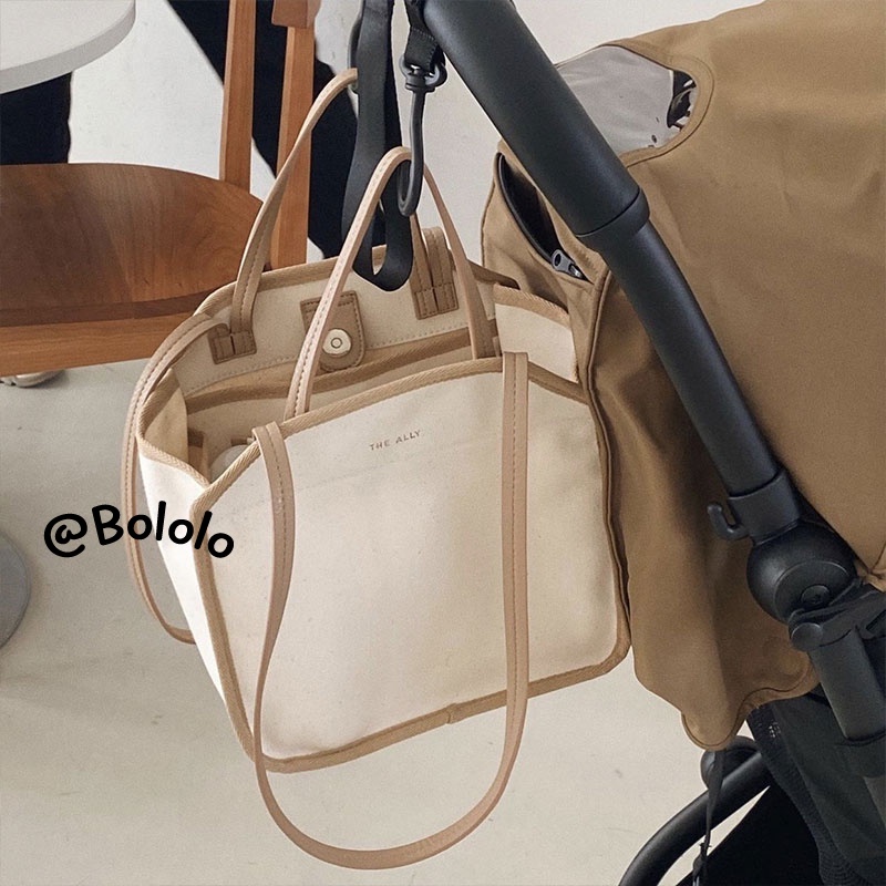 Bololo Set Túi Xách Đeo Chéo Một Bên Vai Bằng Vải Bạt Nhẹ Đa Năng Phong Cách Hàn Quốc Cho Mẹ Và Bé
