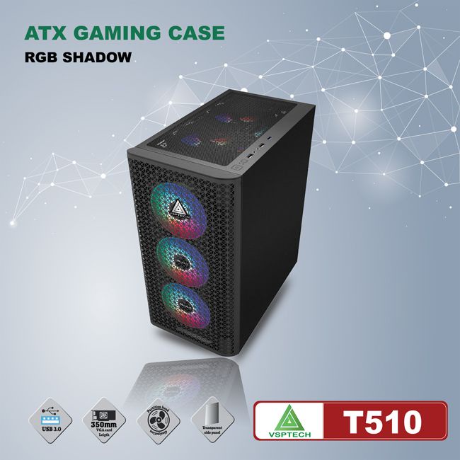 Vỏ máy tính Case VSP T510 [ĐEN] không kèm FAN (ATX/Micro ATX) - Chính hãng phân phối | BigBuy360 - bigbuy360.vn