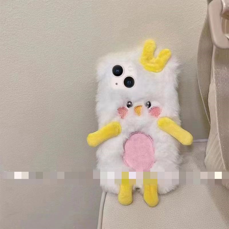 Ốp Điện Thoại Phủ Lông Mềm Hình Chú Gà 3D Dễ Thương Cho iPhone 14 12 11 13 7 8 Plus 6s Pro max xr xs max