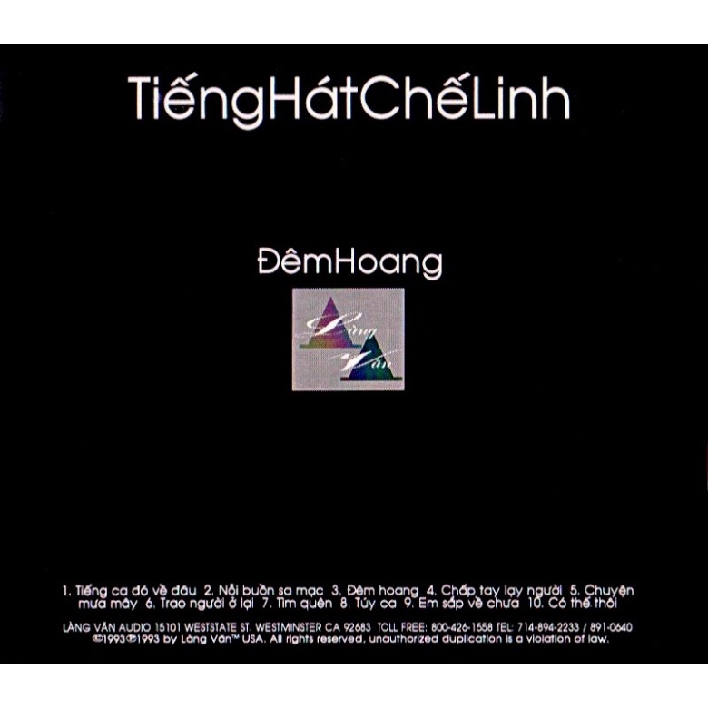 ĐĨA CD 511 -LANG VAN CD - 130 DEM HOANG (CHE LINH) chất lượng cao