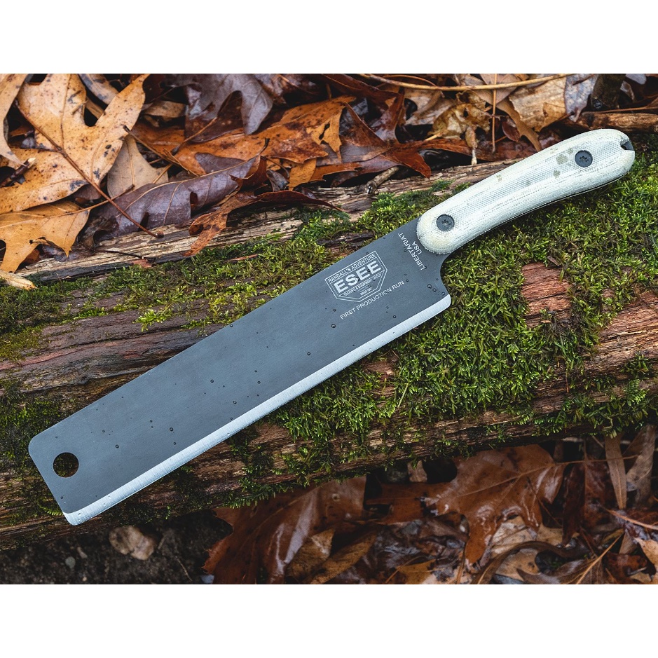 Dao dã ngoại ESEE Knives Expat Libertariat Machete 9" 1095 Black Blade, Micarta Handles, Tan Canvas Sheath