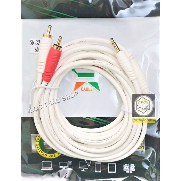 Cáp loa jack 3.5 ra 2 AV hoa sen dài 1.8M 3M 5M 10M 15M JSTAR CAO CẤP