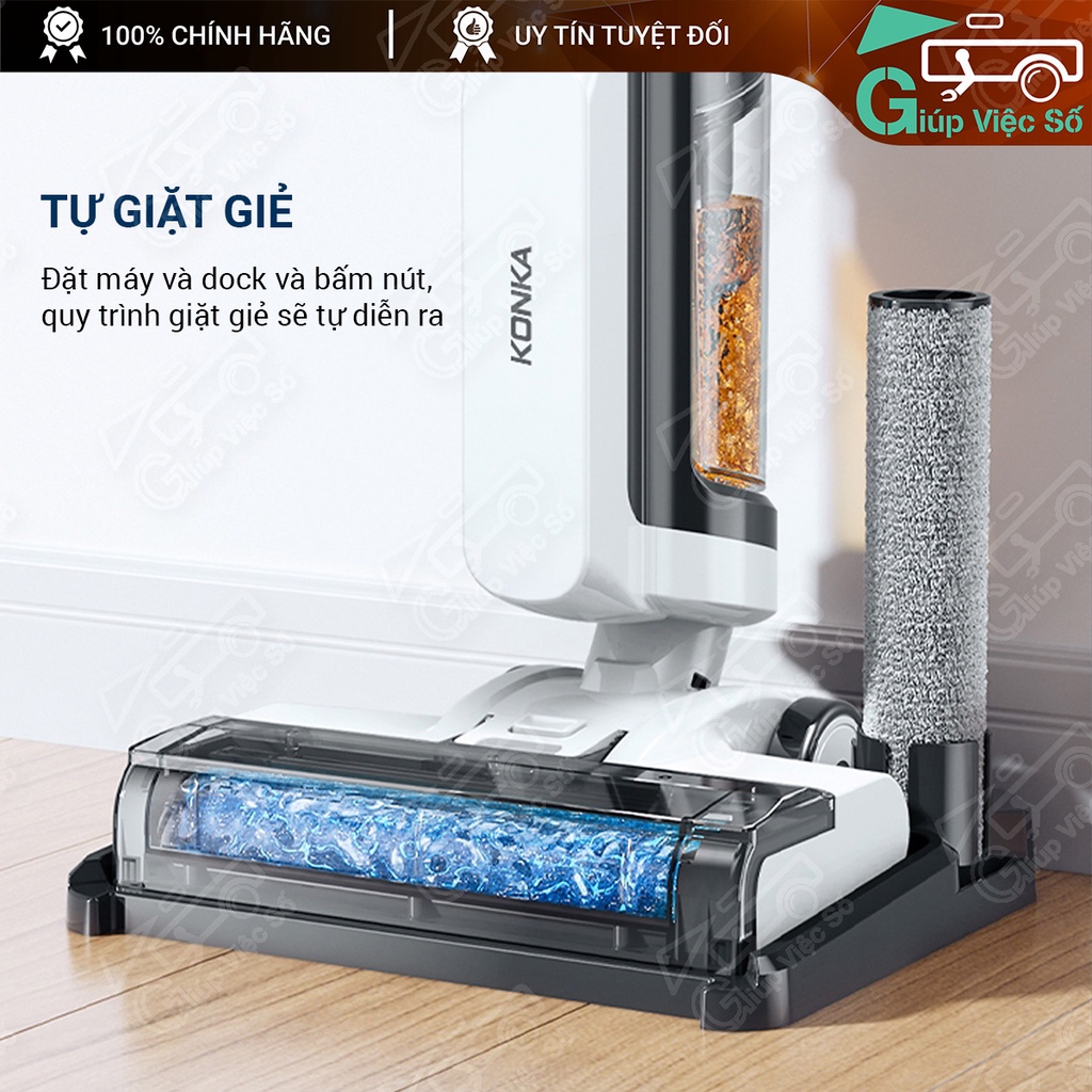Máy Hút Bụi Khô / Ướt Không Dây TỰ LÀM SẠCH Đa Năng KONKA - Máy Hút Bụi Lau Nhà Cầm Tay Công Nghệ Mới 2 Hộp Nước