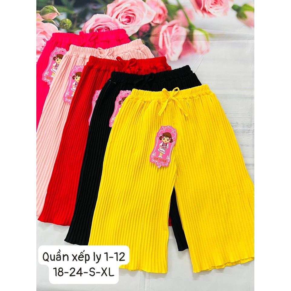 quần đũi lững dập ly cho bé gái, quần mặc nhà cho bé cực mát giá rẻ BONBONSHOP