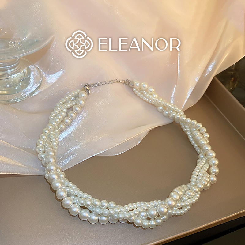 Dây chuyền choker nữ ngọc trai nhân tạo Eleanor Accessories dạng chuỗi đan nhau phụ kiện trang sức sang trọng 5372
