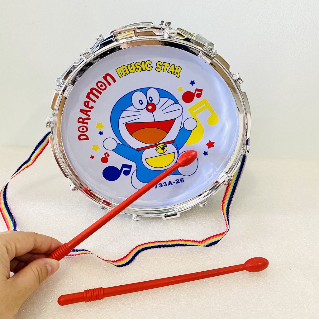 Đồ chơi trẻ em trống trường hình doremon bằng nhôm dành cho bé thích khám phá âm nhạc, trống đồ chơi 733A-25