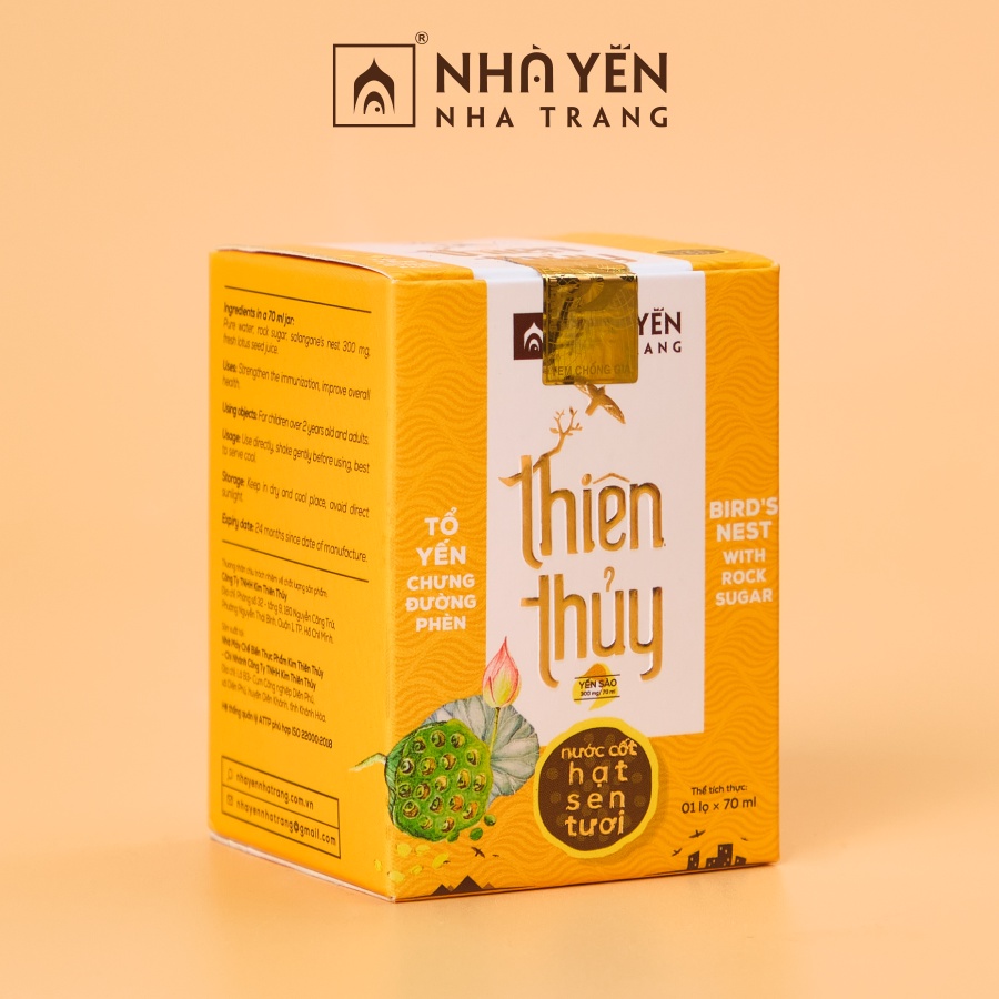 Nước yến chưng đường phèn Thiên Thủy vị Hạt sen Nhà Yến Nha Trang Hộp 1 lọ Tổ yến chưng sẵn Yến sào chưng sẵn