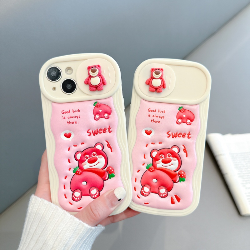 Ốp Điện Thoại Iphone TPU Vỏ Mềm Gấu Dâu Sweet Họa Tiết Dập Nổi Chống Sốc- JERRY SHOP