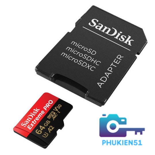 Thẻ nhớ Sandisk 64GB/128GB/256GB V30 A2 dùng điện thoại, máy ảnh quay 4K tốc độ cao