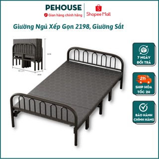 Giường gấp văn phòng PeHouse 2 người, chịu trọng lượng 500kg, chân giường có bánh xe, gấp gọn chỉ dày 20cm - YLF2198