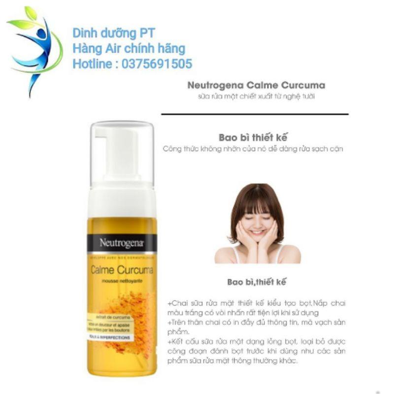Sữa rửa mặt nghệ Neutrogena Calme Curcuma Mousse Nettoyante giảm mụn chứng cá cho da dầu 150ml .