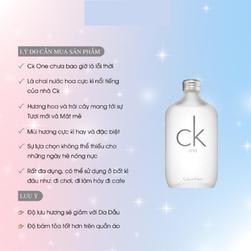Nước Hoa Unisex Nam Nữ Ck One  - Hương Thơm Tươi Mát Trẻ Trung Tinh Tế - Teen_Perfume