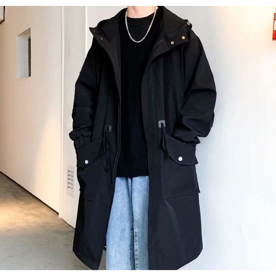 Áo Khoác Dáng Rộng Dài Qua Gối Thời Trang Thu Đông Hàn Quốc Mới Cho Nam