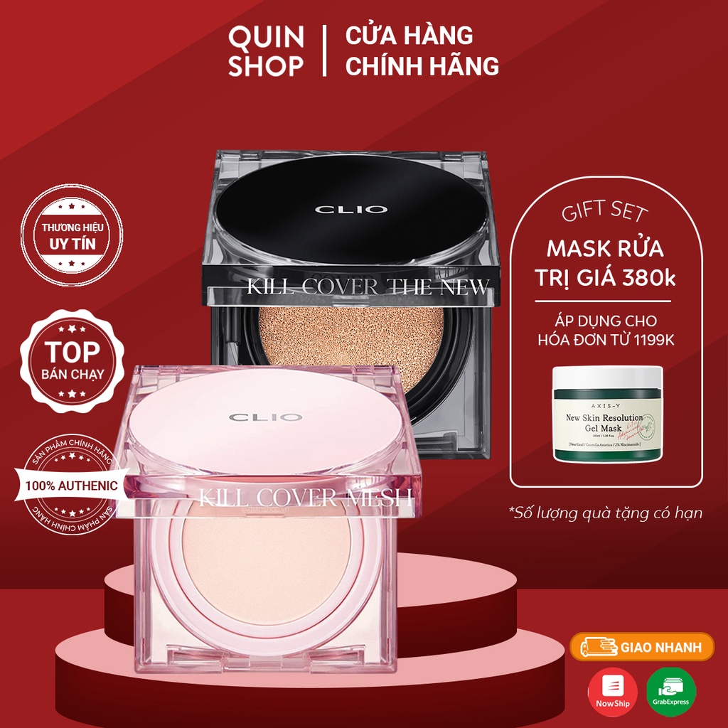 Phấn Nước Che Khuyết Điểm, Căng Bóng Clio Kill Cover The New Founwear, Mesh Glow Cushion SPF 50+ PA++++ [2 LÕI]