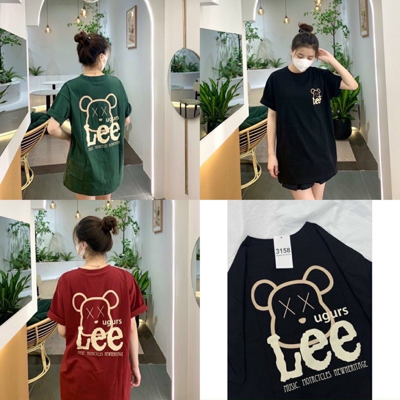 Áo phông nam nữ chất cotton in chữ Lee 2 mặt áo