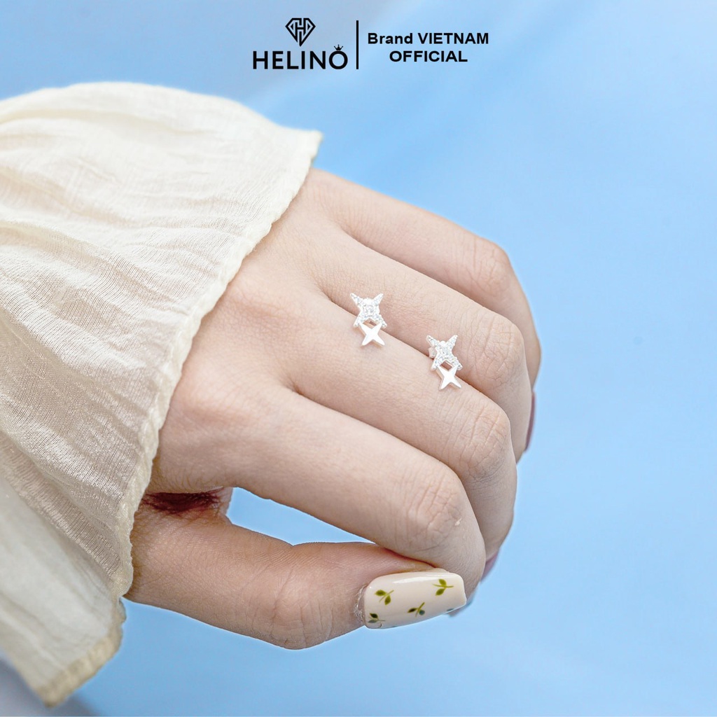 Khuyên tai bạc nữ HELINO Double Stars lấp lánh T13