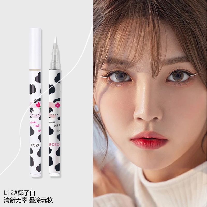 Bút Kẻ Mắt Siêu Mảnh Bò Sữa Eyeliner Mỏng Không Lem Chống Nước Lâu Trôi Rozo Lì Đầu Bút Nhỏ 0.01mm Màu Nâu Vẽ Mi Dưới