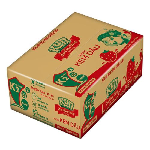 KUN_Sữa Chua Uống Hương Kem Dâu, Hương Cam Thùng 48 Hộp x 110ml