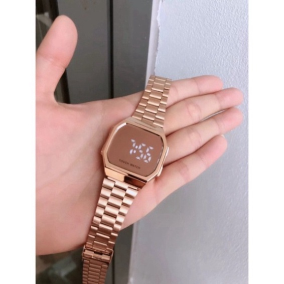 Đồng Hồ Nam Nữ Casio A168 Cảm Ứng Đèn Led Mặt Tráng Gương Unisex