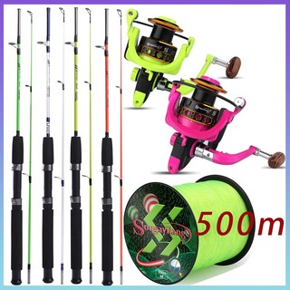Bộ câu cá cần 4 color combo cần câu cá 2 phần cần câu 1.8m với cuộn quay 12bb với 500m dây nylon bộ dây câu cá
