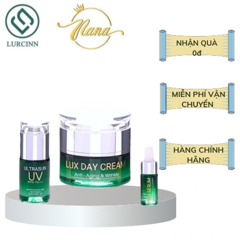 combo căng bóng hexa(gồm serum căng bóng,kem lux ngày, kem chống nắng)