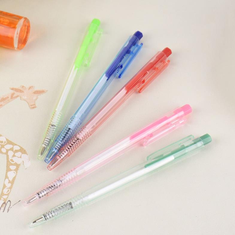 Bút bi xanh mini ngòi 0.7mm dễ mang theo - vỏ nhiều màu - bút bi xanh bấm ngòi to - bút bi bấm giá rẻ - HIKOMA STORE
