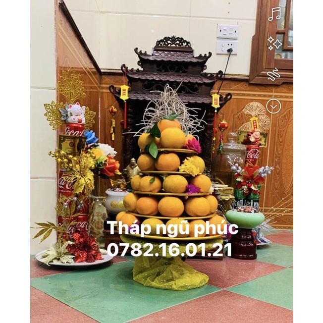 Tháp ngũ phúc, tháp hoa quả bây  mâm xôi , đĩa bầy hoa quả, trang trí bàn thờ, đĩa bầy bàn thờ, đồ thờ cúng, đồ bày điện