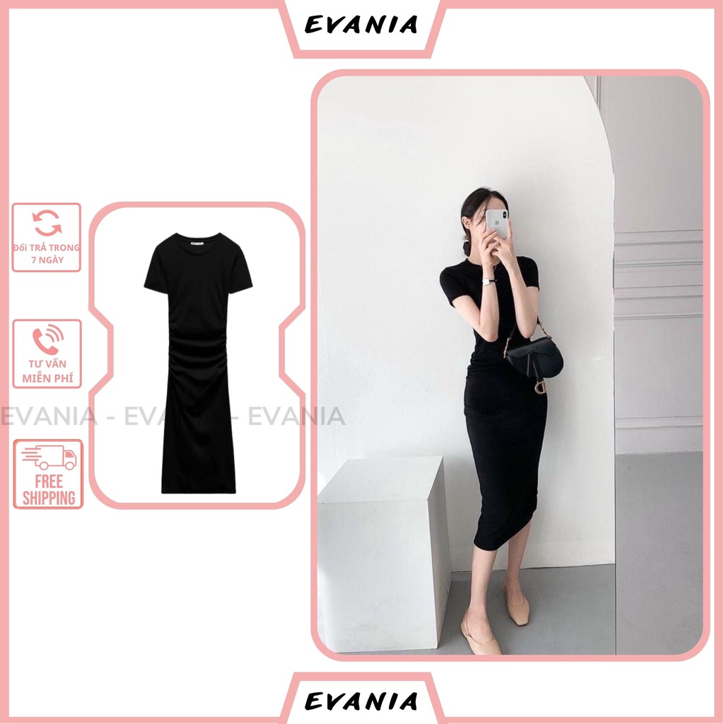 Đầm body EVANIA váy đầm body dự tiệc chất vải zip co giãn tôn giáng cực sang chảnh đầm body dài màu đen FJG001